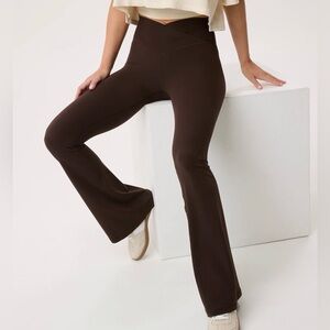 OFFLINE By Aerie Real Me High Waisted Crossover Flare Legging brown